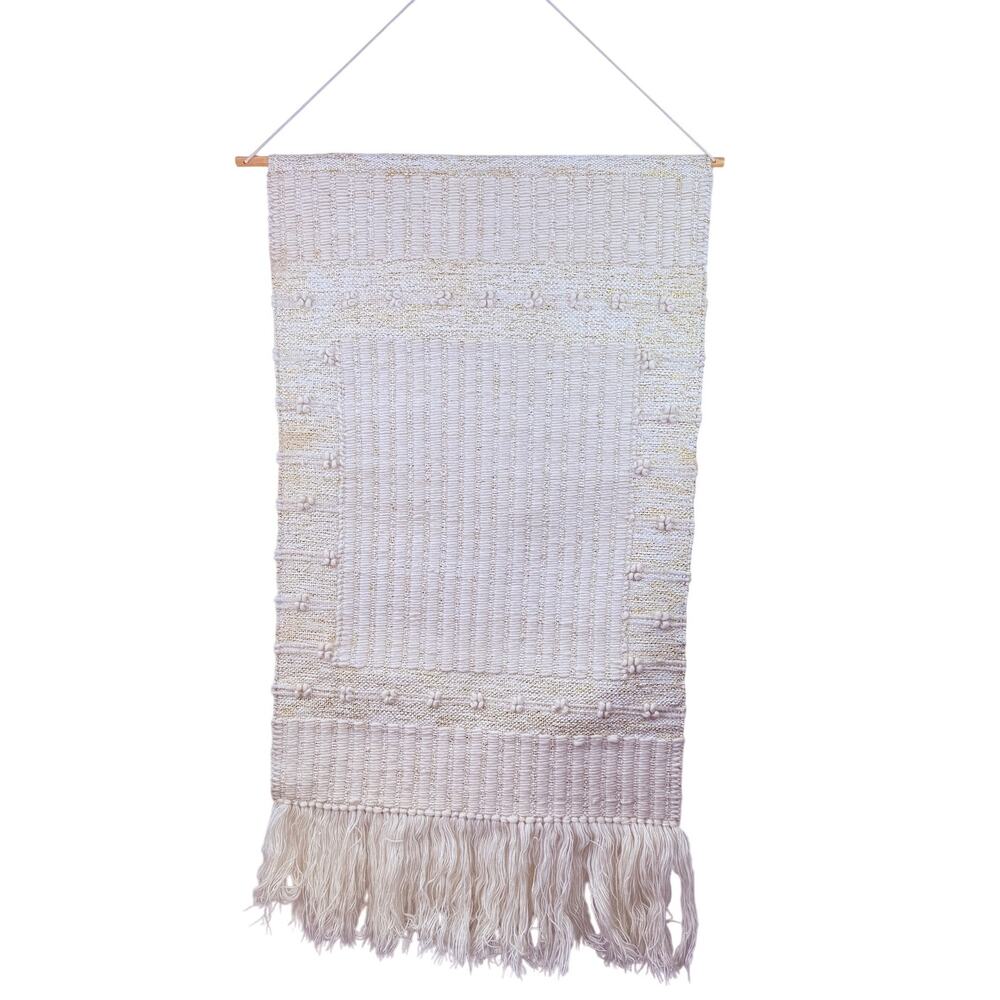 Nuloom Wool Ivory Tassel Wall Hanging NEW 27" x 45"